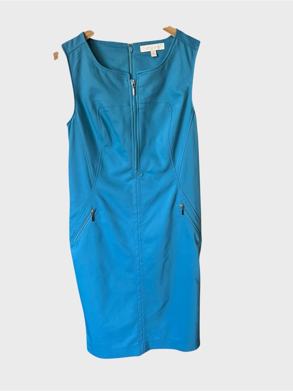 Etcetera Vibrant aerie Teal Zip-Front Midi Sheath